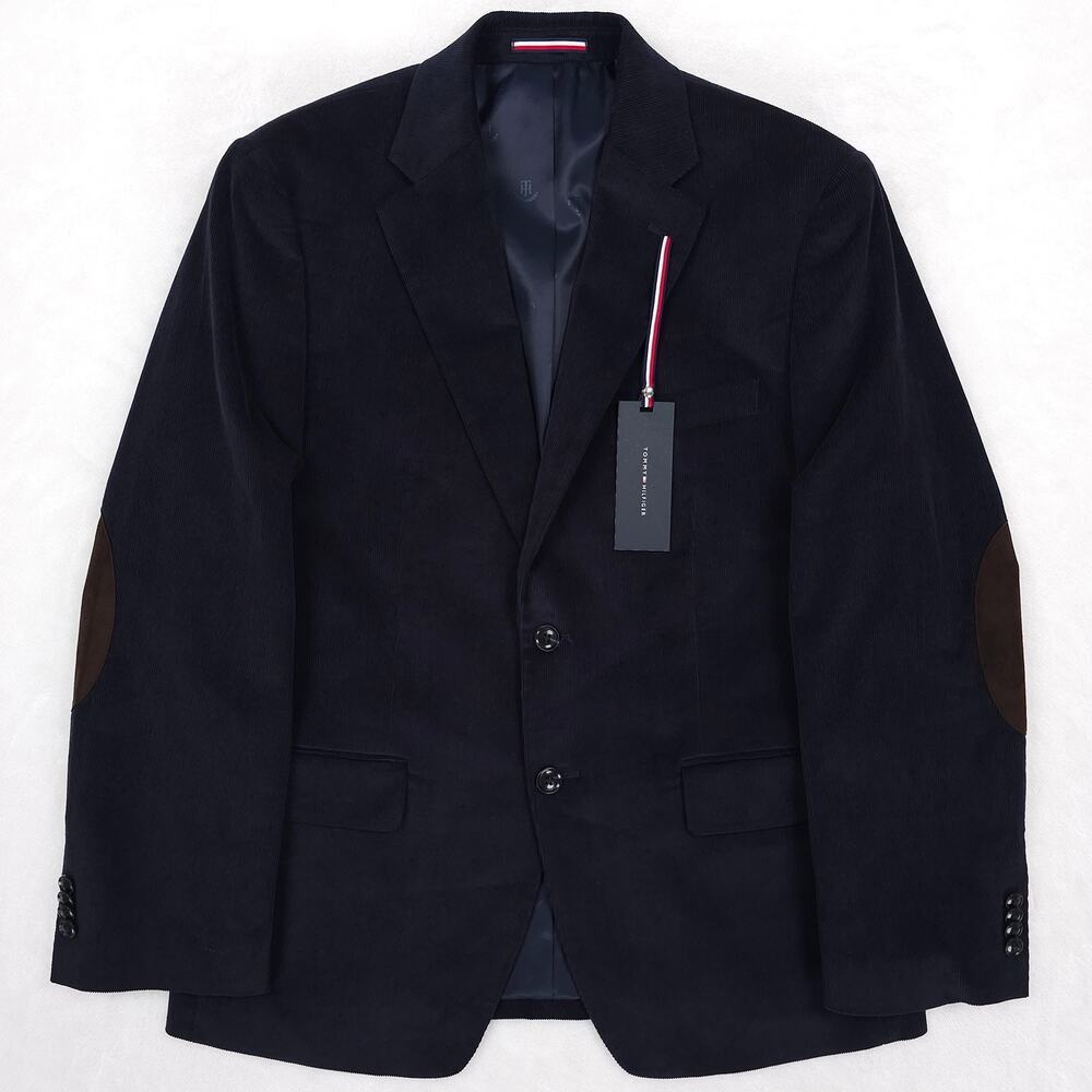 Tommy Hilfiger Mens Modern Fit Sport Coat Blazer 38S Navy Blue Cotton Corduroy